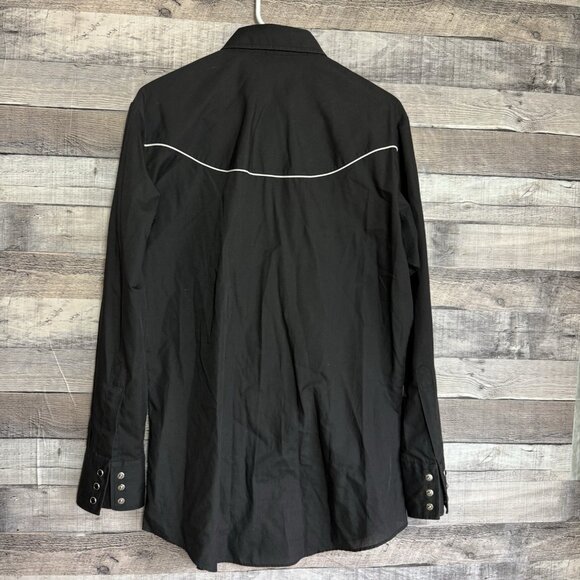 VTG Ely Diamond Western Shirt Mens M Black Embroidered Eagle Pearl Snap Rodeo - Picture 2 of 8